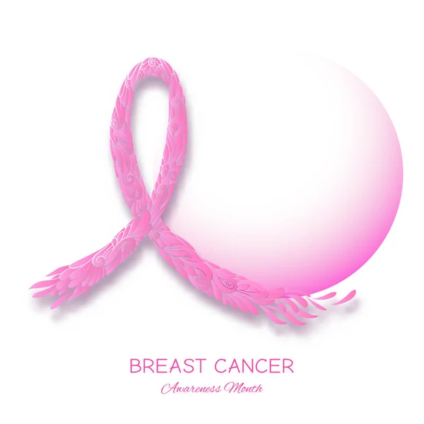 Affiche du mois de sensibilisation au cancer du sein avec ruban rose . — Image vectorielle