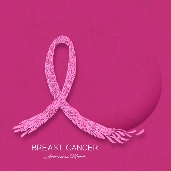 Affiche du mois de sensibilisation au cancer du sein avec ruban rose . — Image vectorielle