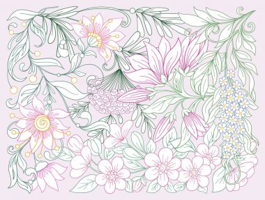 Çiçek kompozisyon. Bahar çiçekleri. Vektör çizim.