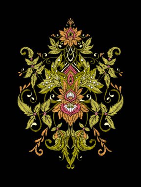 Nakış. İşlemeli tasarım öğeleri bir bl üzerinde vintage tarzı