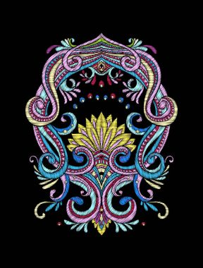 Nakış. İşlemeli tasarım öğeleri bir bl üzerinde vintage tarzı