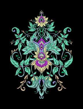 Nakış. İşlemeli tasarım öğeleri bir bl üzerinde vintage tarzı