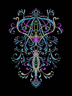 Nakış. İşlemeli tasarım öğeleri bir bl üzerinde vintage tarzı