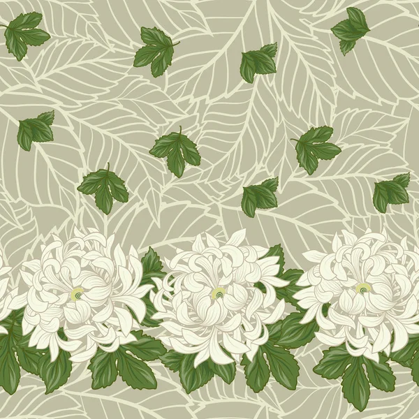 日本スタイルの白い菊とのシームレスなパターン。Vec — ストックベクタ
