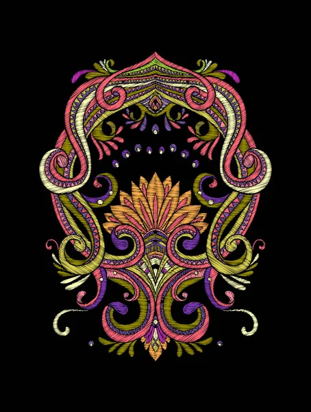 Nakış. İşlemeli tasarım öğeleri bir bl üzerinde vintage tarzı