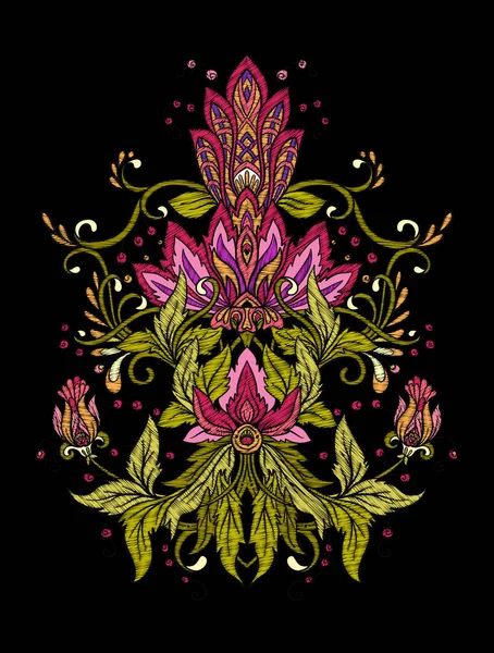 Nakış. İşlemeli tasarım öğeleri bir bl üzerinde vintage tarzı