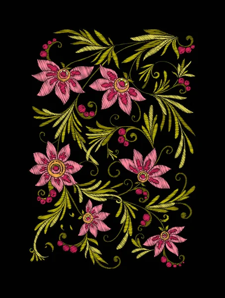 Nakış. Çiçek ve yaprak işlemeli tasarım öğeleriyle