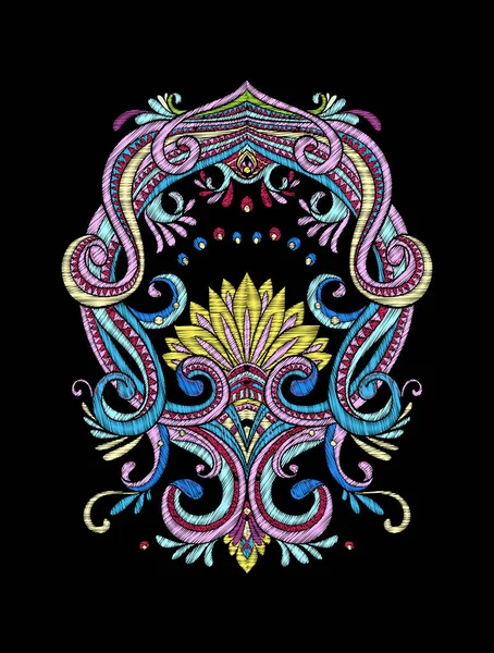 Nakış. İşlemeli tasarım öğeleri bir bl üzerinde vintage tarzı