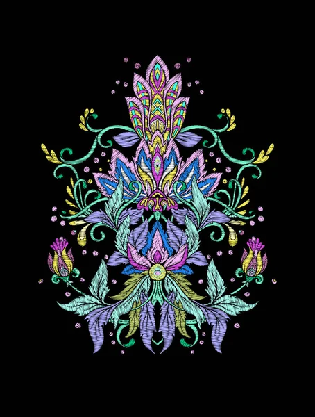 Nakış. İşlemeli tasarım öğeleri bir bl üzerinde vintage tarzı