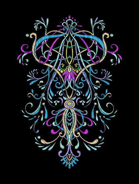 Nakış. İşlemeli tasarım öğeleri bir bl üzerinde vintage tarzı