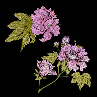 Nakış. Çiçek ve yaprak işlemeli tasarım öğeleriyle