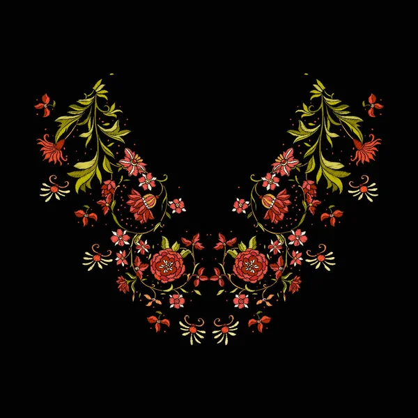 Nakış. Çiçek ve yaprak işlemeli tasarım öğeleriyle