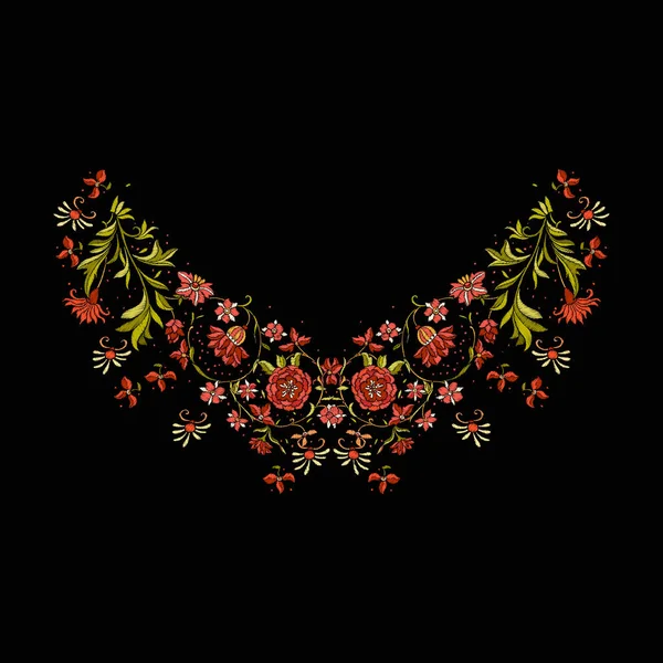 Nakış. Çiçek ve yaprak işlemeli tasarım öğeleriyle