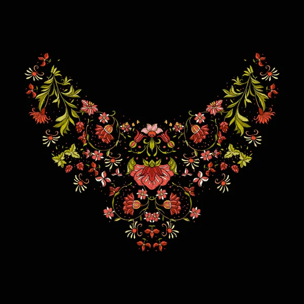 Nakış. Çiçek ve yaprak işlemeli tasarım öğeleriyle