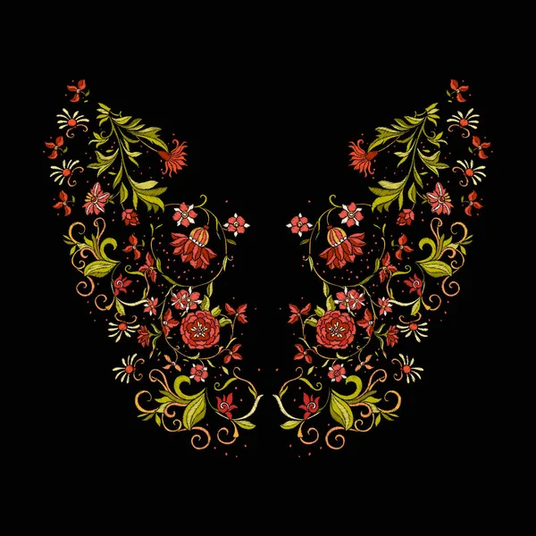 Nakış. Çiçek ve yaprak işlemeli tasarım öğeleriyle