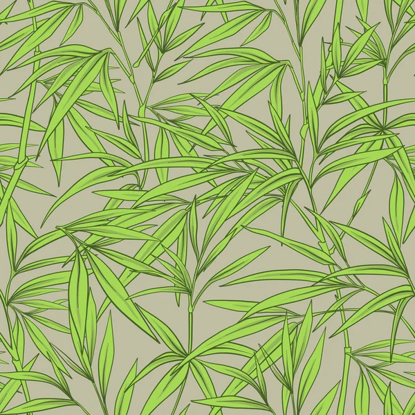 Motif sans couture avec des feuilles et des branches de bambou en japonais sty — Image vectorielle