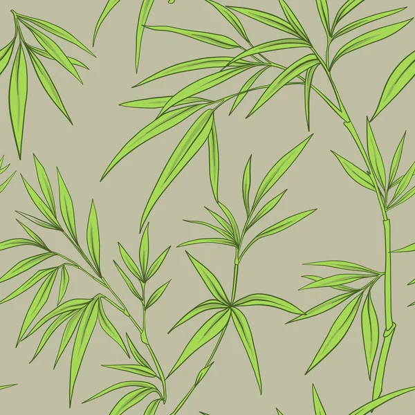Seamless pattern with bamboo leaves and branches in Japanese sty — Stock Vector