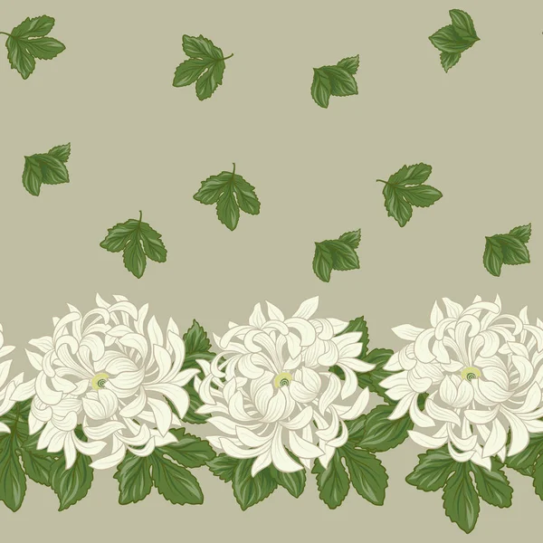 Beyaz krizantem Japon tarzı ile Seamless modeli. VEC