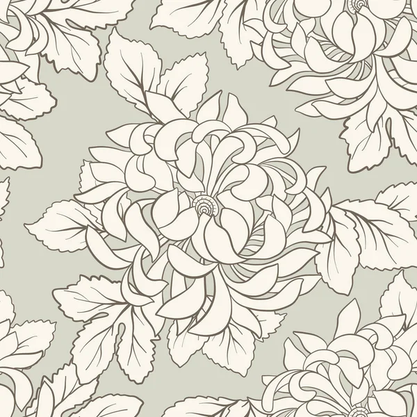 Beyaz krizantem Japon tarzı ile Seamless modeli. VEC