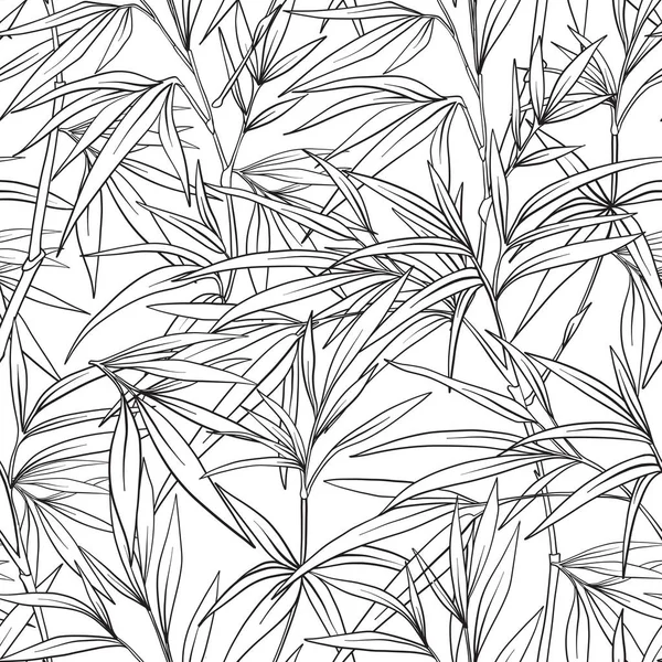 Nahtloses Muster mit Bambus im japanischen Stil. Umrisszeichnung — Stockvektor