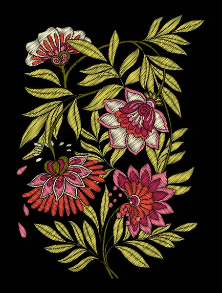 Nakış. Çiçek ve yaprak işlemeli tasarım öğeleriyle