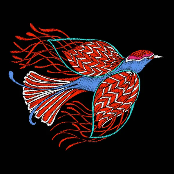 刺繍。ビンテージ スタイルの刺繍の設計要素 - 鳥- — ストックベクタ