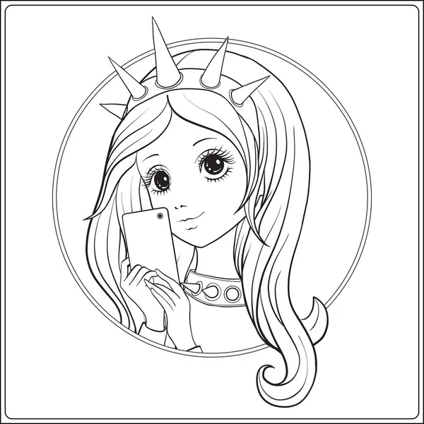 Özgürlük heykeli tacı olan genç güzel kız olun selfie veya phot