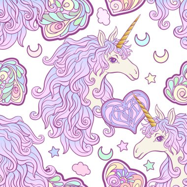 Çok renkli yele, kelebek gökkuşağı, yıldız olan at. Seamles