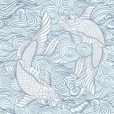 Japon carps ve geleneksel Japon pa ile Seamless Modeli