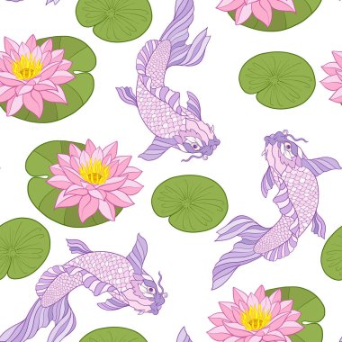 Japon carps ve geleneksel Japon st ile Seamless Modeli