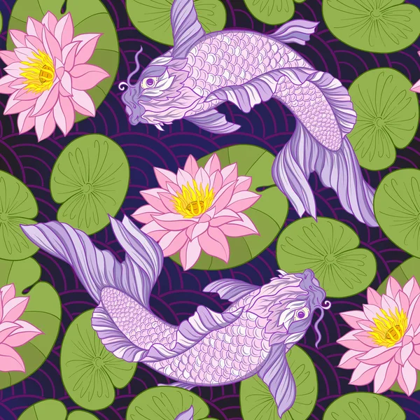 Japon carps ve geleneksel Japon st ile Seamless Modeli