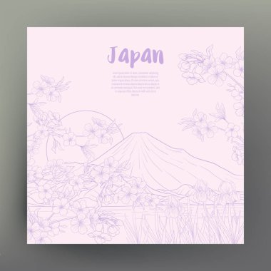 Japon yatay, Fuji Dağı ve gelenek çiçek ve bir b