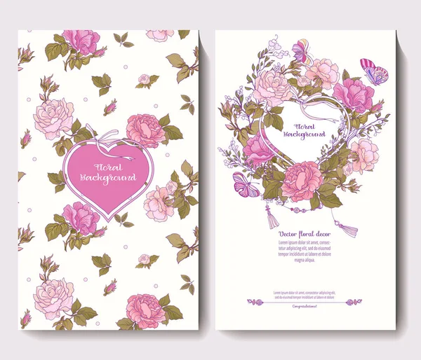 Gül desenli davet doğum günü düğün için iki kart dizisini