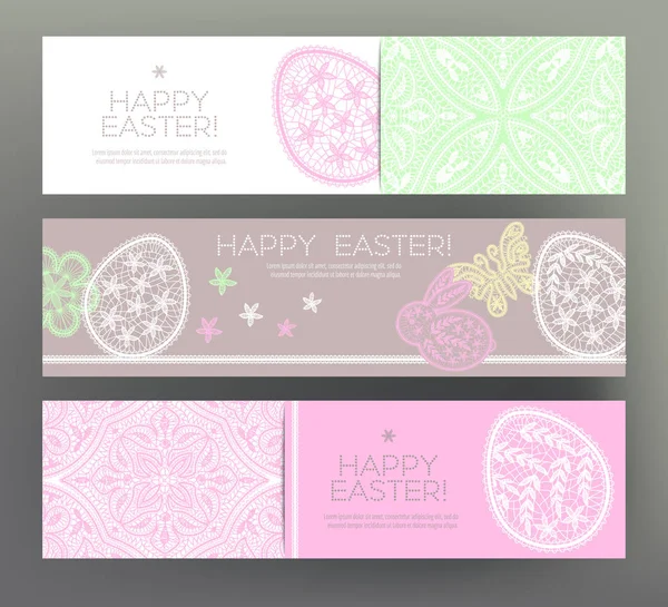 Kümesi kartpostal veya afiş için mutlu Paskalya günü dantel yumurta ile bir