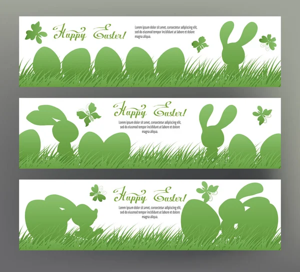 Conjunto de postal o pancarta para Feliz Día de Pascua con huevos y corte — Vector de stock