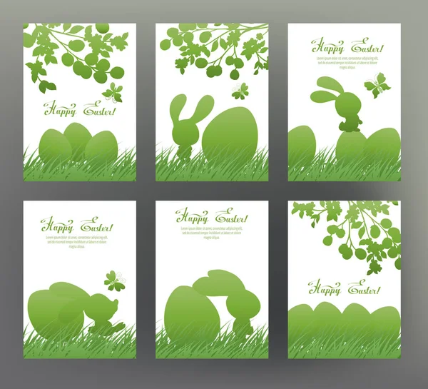 Σύνολο καρτ-ποστάλ ή banner για ευτυχισμένη ημέρα του Πάσχα με τα αυγά και κόψει — Διανυσματικό Αρχείο