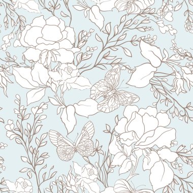 Gül. Seamless modeli. Stok satırı vector Illustrator.