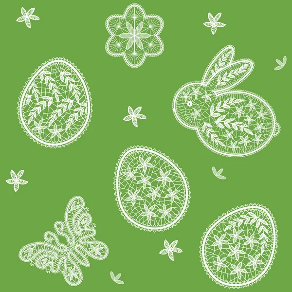 Patrón sin costuras para Feliz Día de Pascua con huevos de encaje, mariposa — Vector de stock