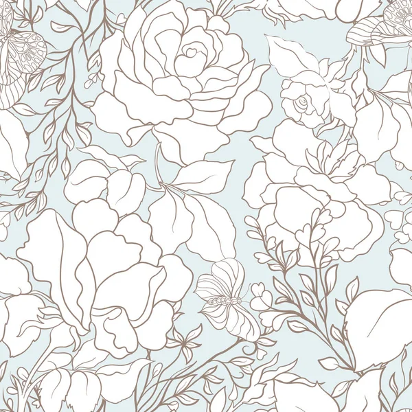 Gül. Seamless modeli. Stok satırı vector Illustrator.