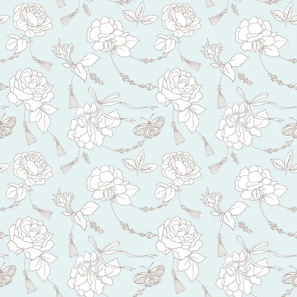 Gül. Seamless modeli. Stok satırı vector Illustrator.