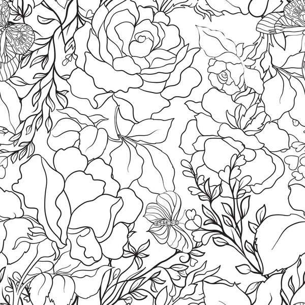 Des roses. Modèle sans couture. Illustrateur vectoriel de ligne de stock . — Image vectorielle