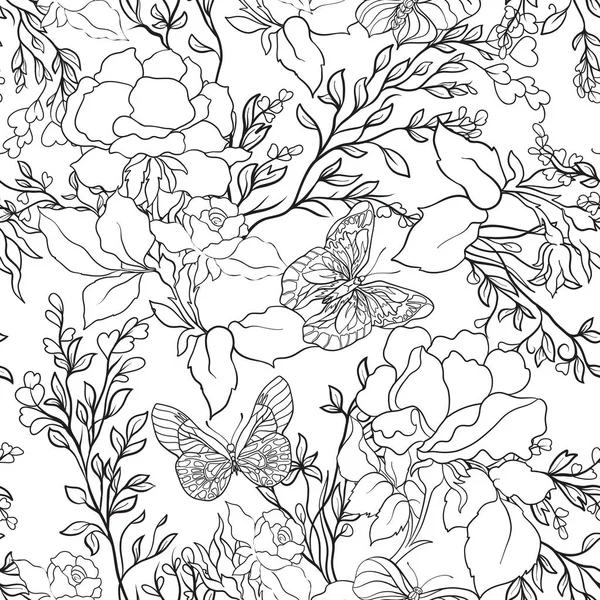 Gül. Seamless modeli. Stok satırı vector Illustrator.