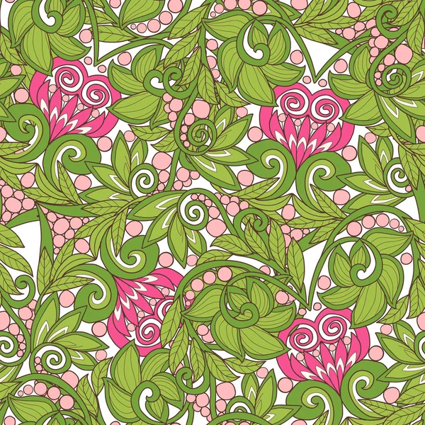 Dikişsiz çiçek vintage desen bahar yeşil ve pembe renklerde.