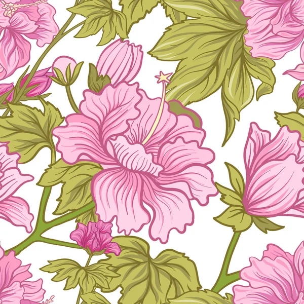 Nahtloses Muster mit rosa Pfingstrose im japanischen Stil. Vektorstock — Stockvektor