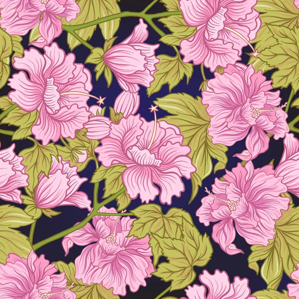 Japon tarzı pembe Şakayık ile Seamless modeli. Vektör hisse senedi