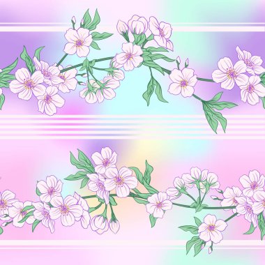 Japon çiçeği sakura ile Seamless modeli. Vektör hisse senedi Hüseyin