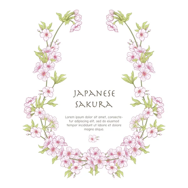 Iconografías con Sakura rosa flor japonesa y con lugar f — Vector de stock