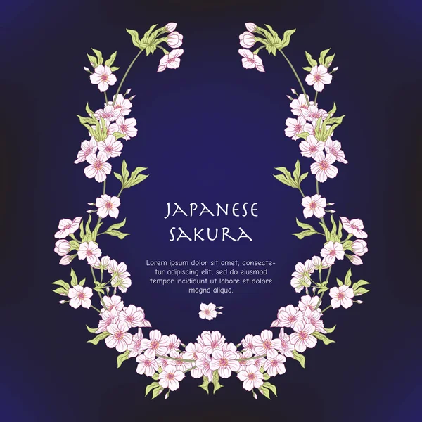 İllüstrasyonlar Japon çiçeği pembe sakura ve yer f