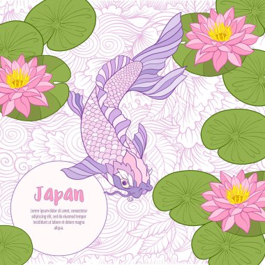 Çok renkli resimde Japon yatay, Fuji Dağı ve t