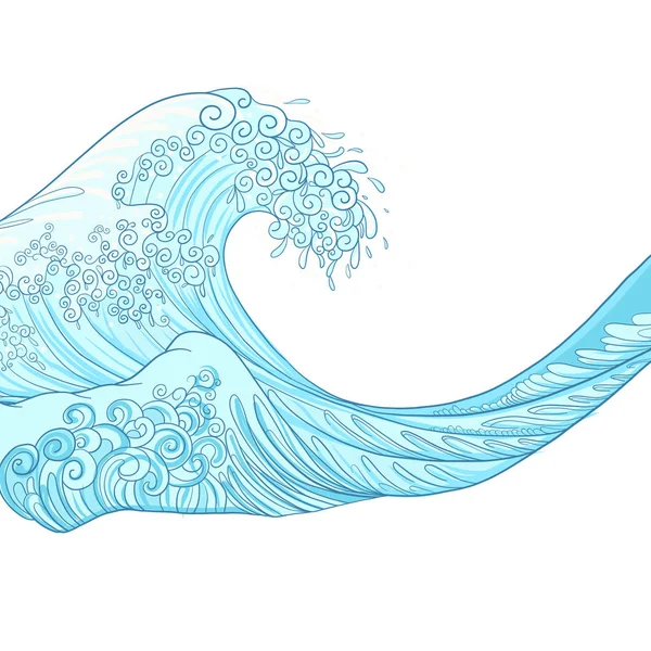 Çizim izole Japon dalga. Hisse senedi vektör çizim.